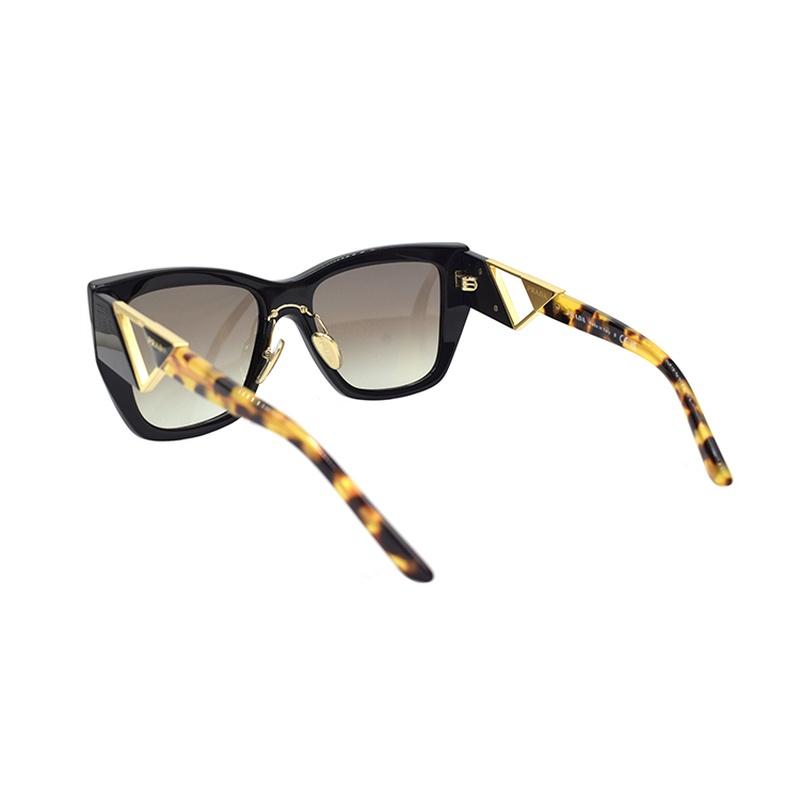 Prada sunglasses Soft square style holiday travel version acetate frame butterfly women's Black Gold 54 basic packaging-glasses case + packaging box