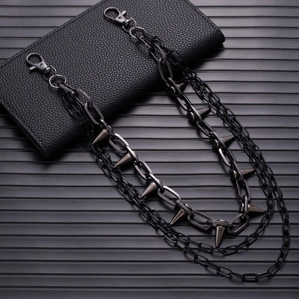 Double-layer Metal Waist Chain Studded Punk Belt Chain Personality Rivet Studded Pants Chain  Steet