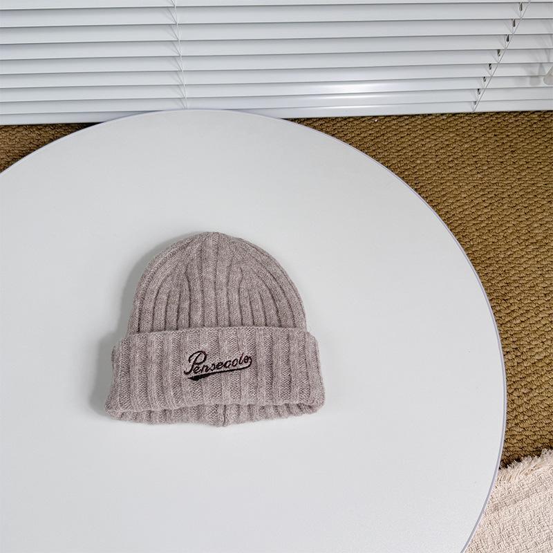 Neuer Kinder Wollstrickmütze Koreanischer Stil Einfache Englische Buchstaben Bestickte Wollmütze für Jungen und Mädchen Baotou Ohrenschutzmütze