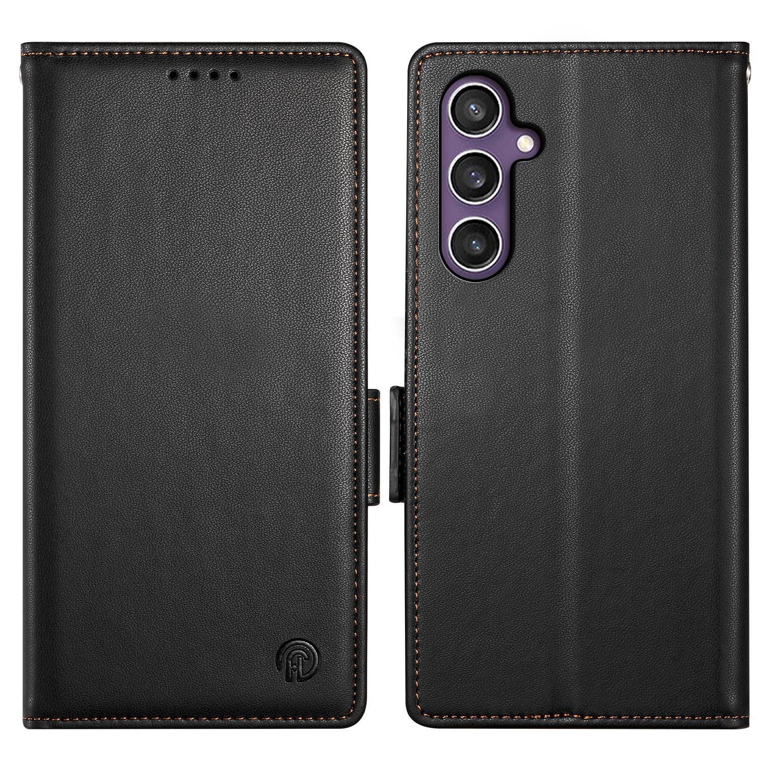 

DF-010 For Samsung Galaxy S24 Case Side Clasp Closure Leather Wallet Flip Stand Phone Cover Black