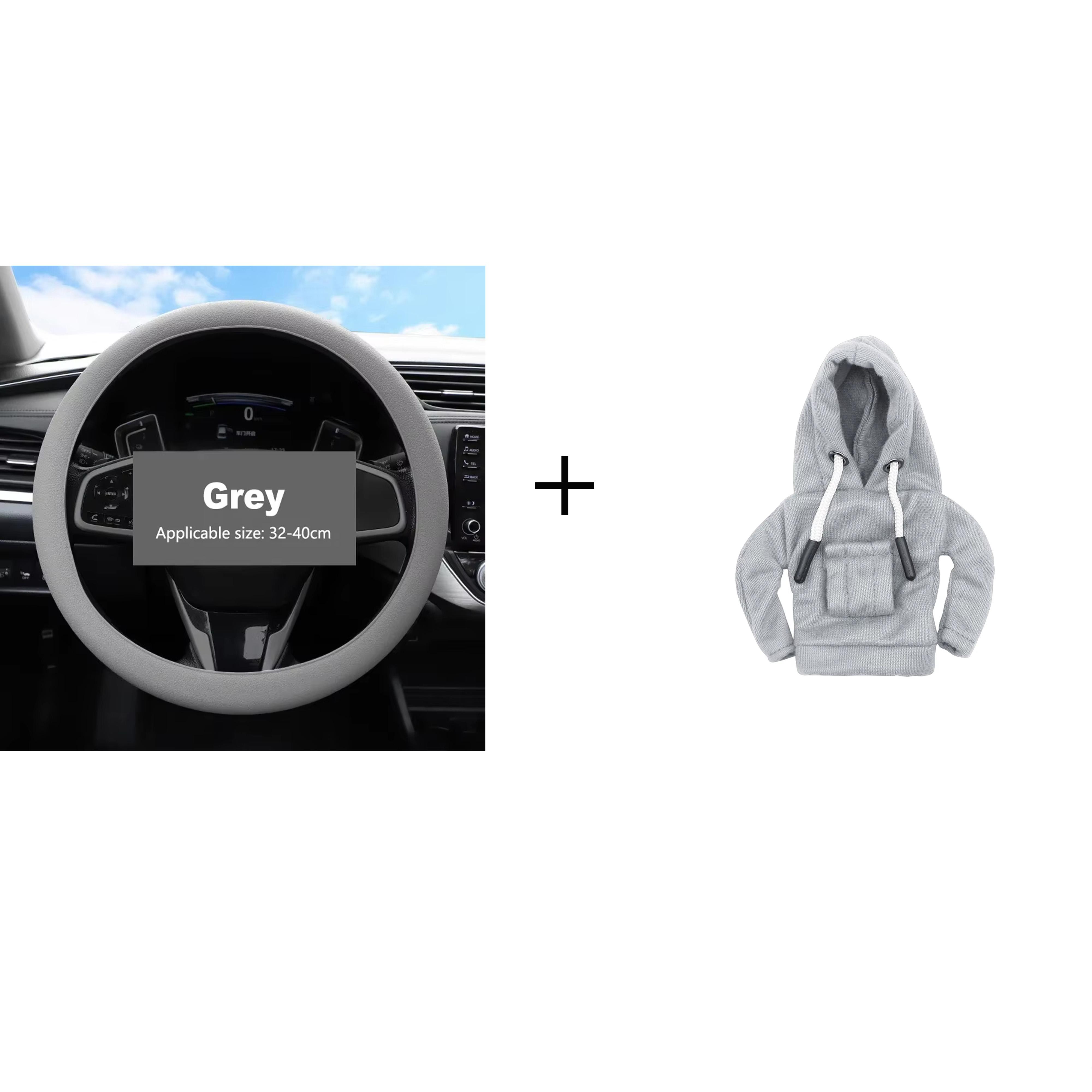 

Gear Shift Mini Hoodie Cover Shift Cover Gear Handle Decoration Car Silicone Steering Wheel Cover Elastic Non-Slip Cover Durable сірий колір