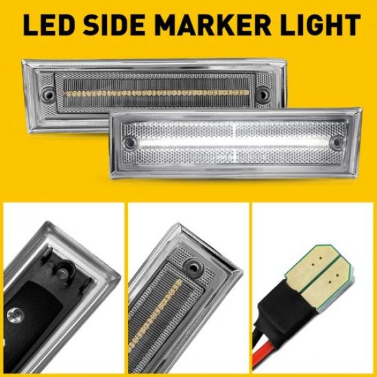 Clear Lens Front LED Side Marker Light White For Chevrolet K5 Blazer 1981-1991 T