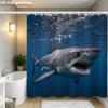 Tenda da Doccia Sottomarina Realistica Squalo Bianco Impermeabile Facile da Pulire Protezione della Privacy Design Artistico Animale Marino Moderno
