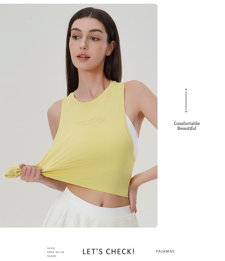 2025 Lulu Women's Quick-Dry Seamless Yoga Tank Top - Short, Sporty, and Stylish