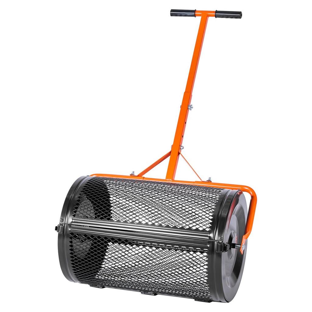 Spargicontenuto, Spargitofano da 61 cm con Manico a T, Altezza Regolabile su 3 Livelli, Rullo Spargitofano da Giardino in Acciaio Verniciato a Polvere, Robusto