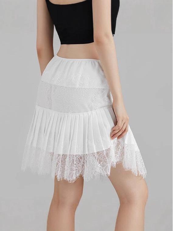 Women's 2025 Y2K Low-Waist Pleated Lace Mini Skirt with Layered Ruffles