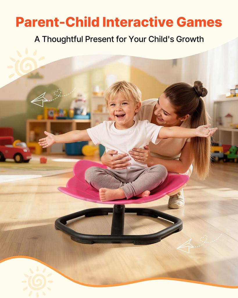Kinder-Drehstuhl, Belastbarkeit 100 kg, Sensorischer Drehstuhl in Elefantenform, Sensorischer Spielsitz für autistische Kinder mit rutschfester Metallbasis, Kleinkind Sit &