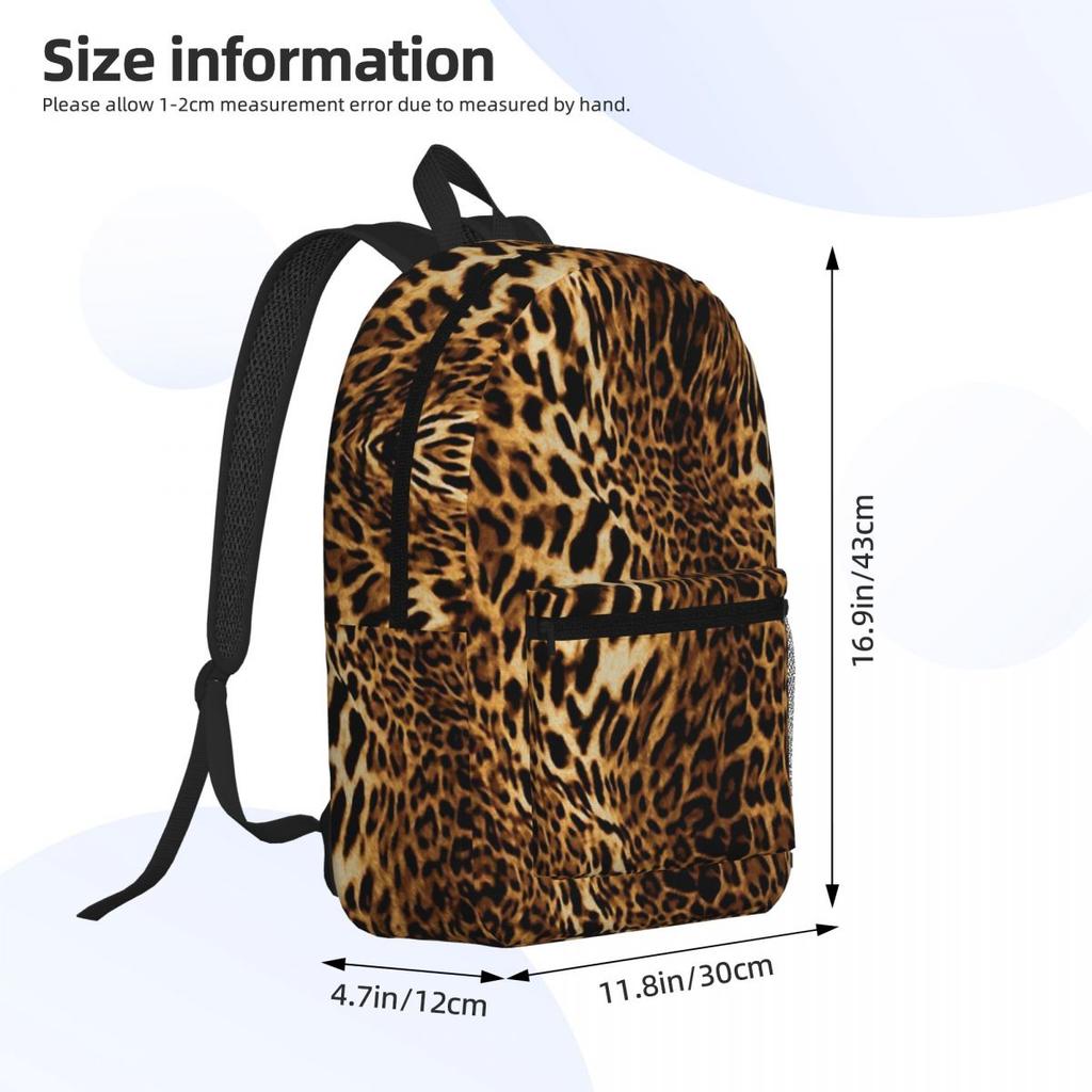 Leopard Skin Backpack Student BookBag Kids School Bag Laptop Shoulder Bags for Men Women