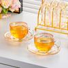 6 Pièces Style Européen Bordure Dorée Mini Tasses à Café en Verre Mug Luxe Léger Set de Tasses à Thé de l'Après-midi Ustensiles de Boisson Ménagers