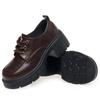 Height-enhancing British Style Leather Shoes for Women Thick-soled Lace-up Loafers Black Versatile Thick-heeled Shoes