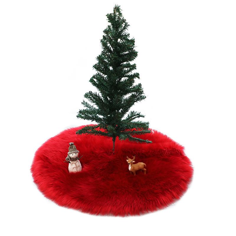 

Solid Color Plush Christmas Tree Rug Mat - Machine Washable 60cm Diameter красный