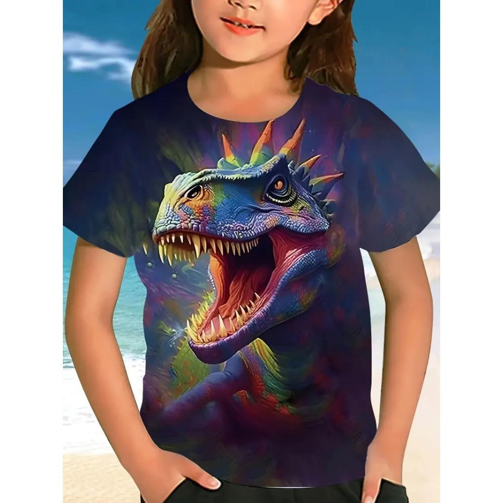 New summer girls short-sleeved T-shirt animal 3D digital printing trend casual loose tops