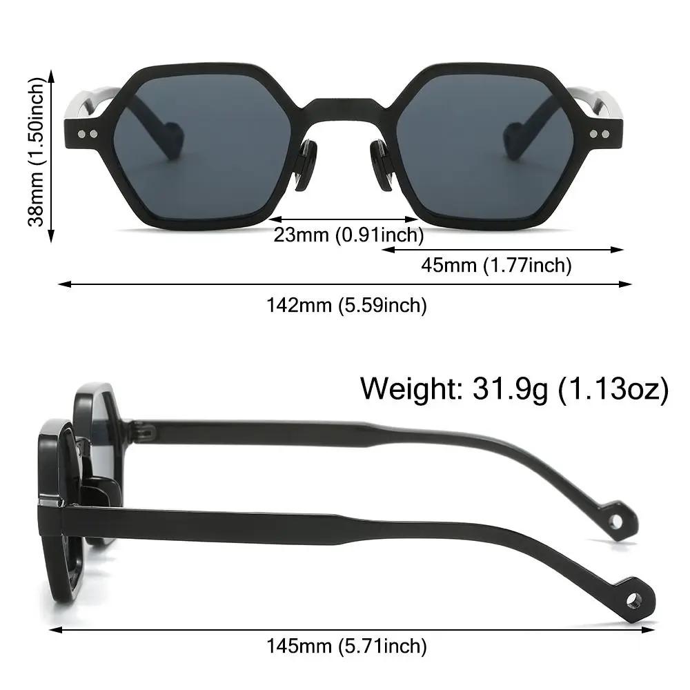 Y2K Clear Ocean Lens Polygon Square Sunglasses Square UV400 Hexagon Shades Rivets Sun Glasses for Women & Men
