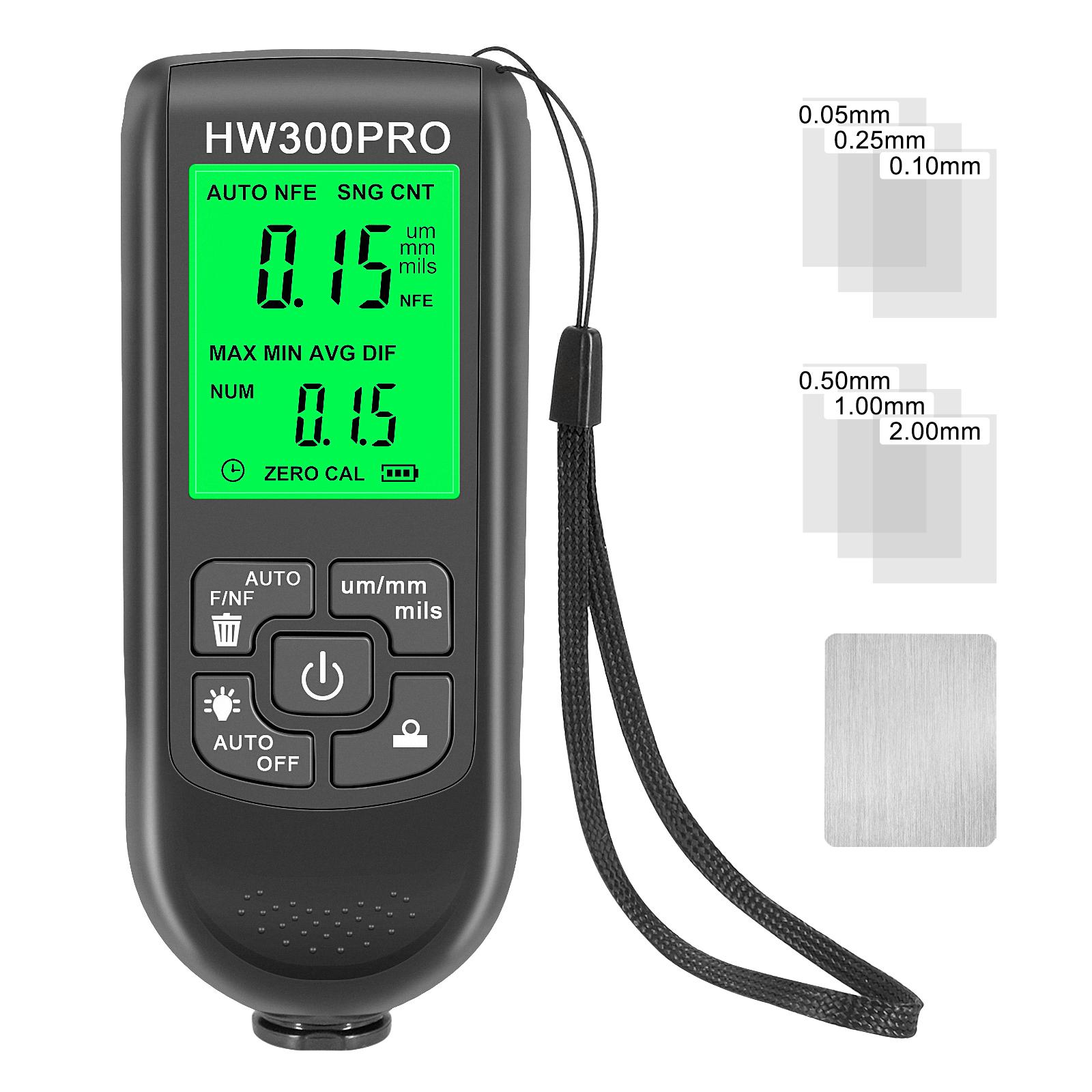 

HW300 PRO 1 шт. Измеритель толщины покрытия, Тестер поверхности автомобильной краски, Измеритель толщины краски чёрный