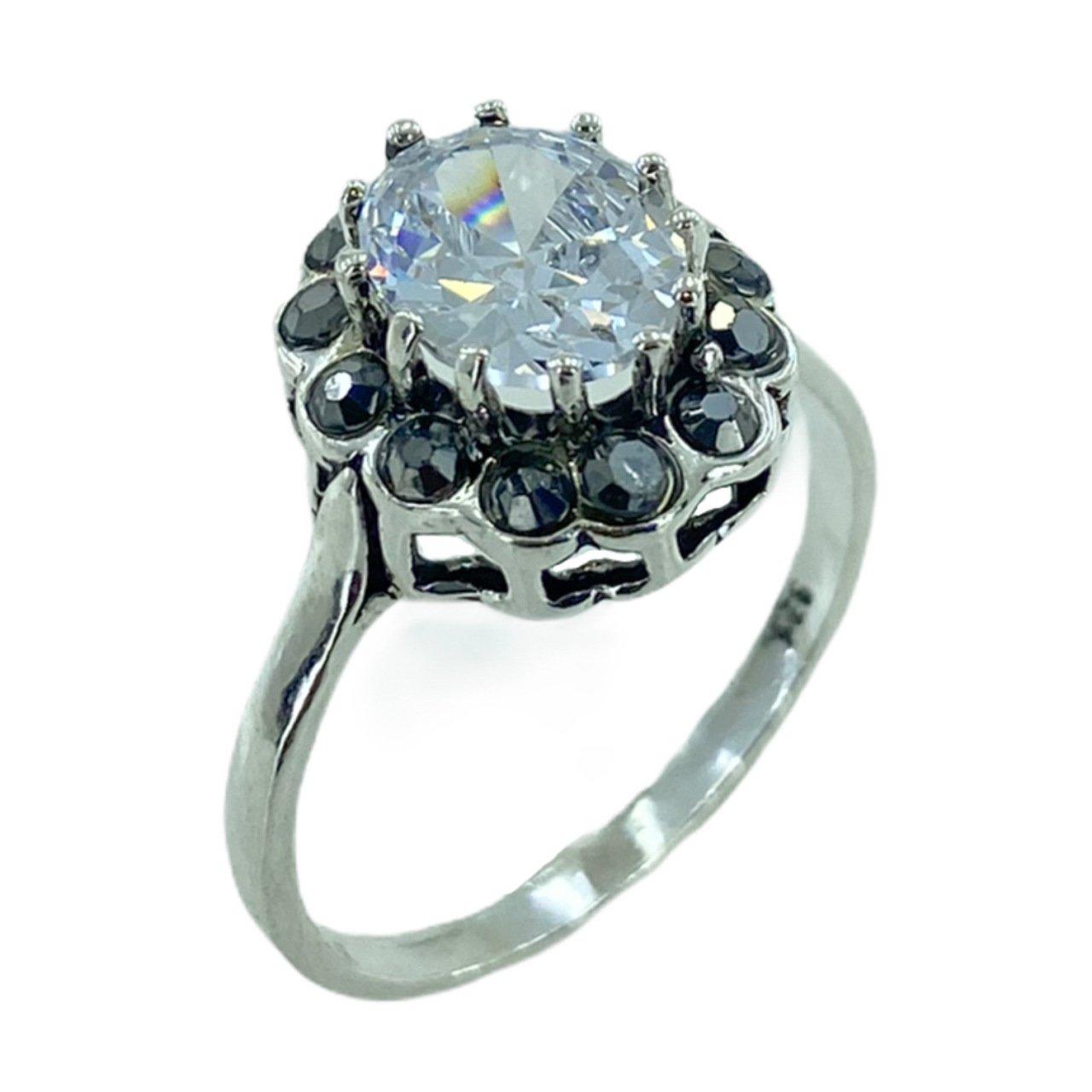 

Аутентичное повседневное кольцо из серебра 925 пробы с овальным цирконом и марказитом