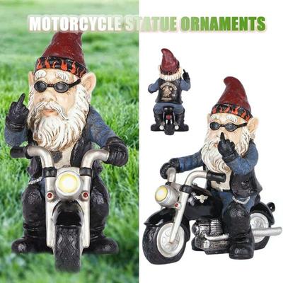Venkovní zahradní Gnome Ornament Trpasličí Pryskyřice Kámen Legrační Elf Motorcycle Socha Nové