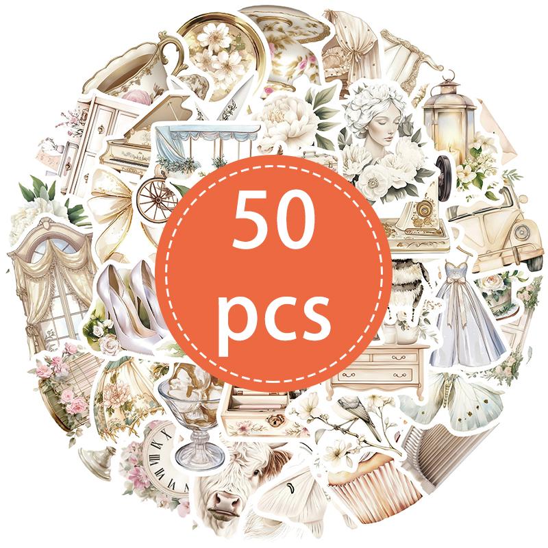 

50PCS Cute White Aesthetic Art Coquette Stickers Waterproof Vinyl Decals for Water Bottle Laptop Computer - Pack of 50