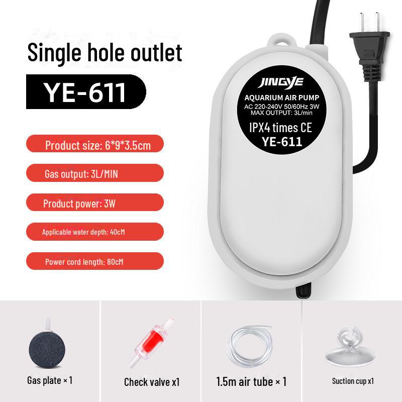 Jingye Stille Vierkoppige Zuurstofpomp voor Aquaria en Vijvers