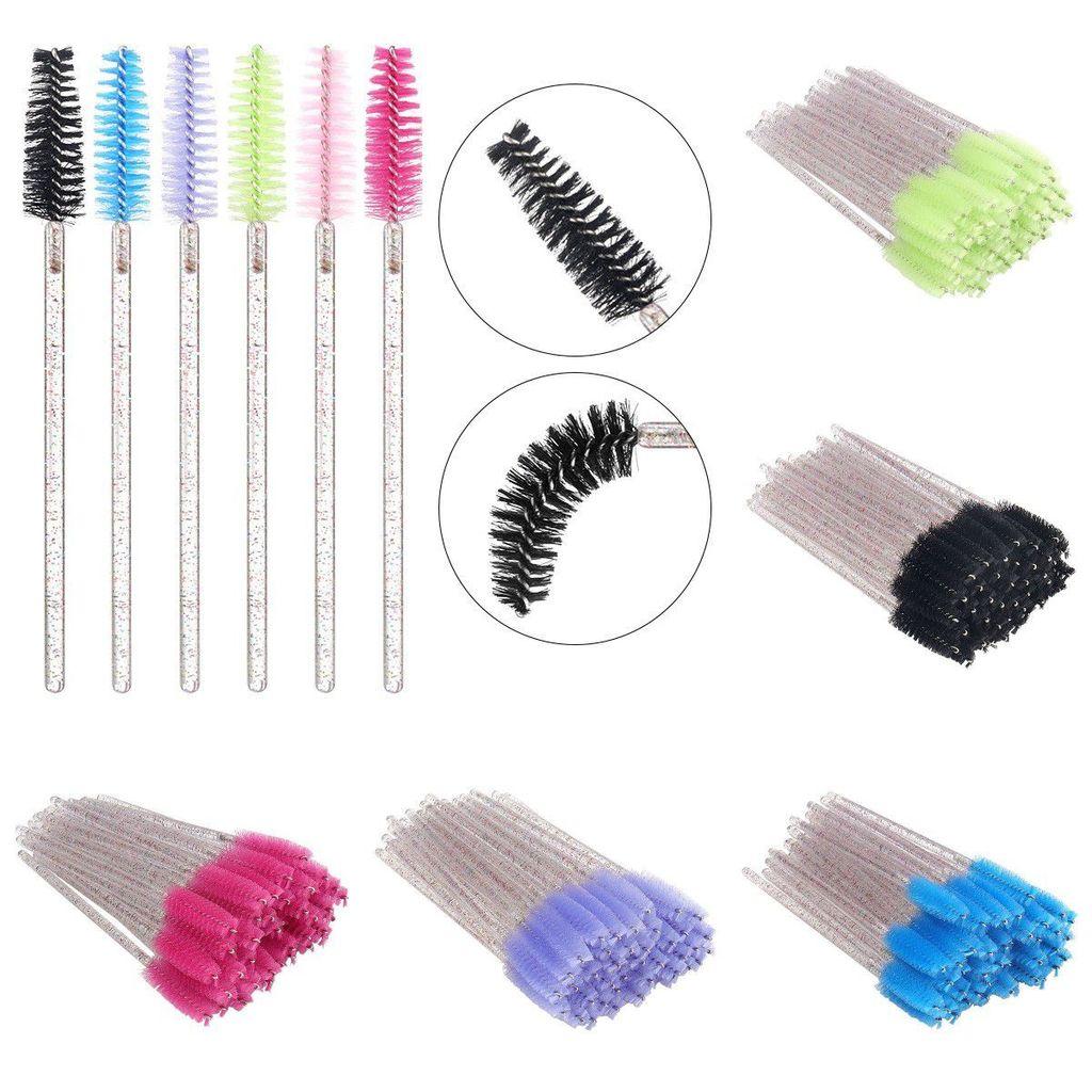 Disposable Eyelash Eye Brush With Elegant Crystal Diamond Handle And Spiral Design For Precise Makeup Application