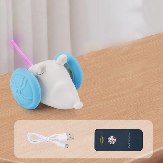 Interactive Cat Toys for Indoor Cats Electric Automatic Mouse Toy with Light-up Tail Cat Chasing Toy with Remote Control