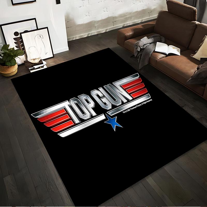 

Top Gun Logo Carpet with Red and Silver Wings on Black Background Suitable for use as an anti-slip for living room bedroom sofas 40x60cm( 15x23in )