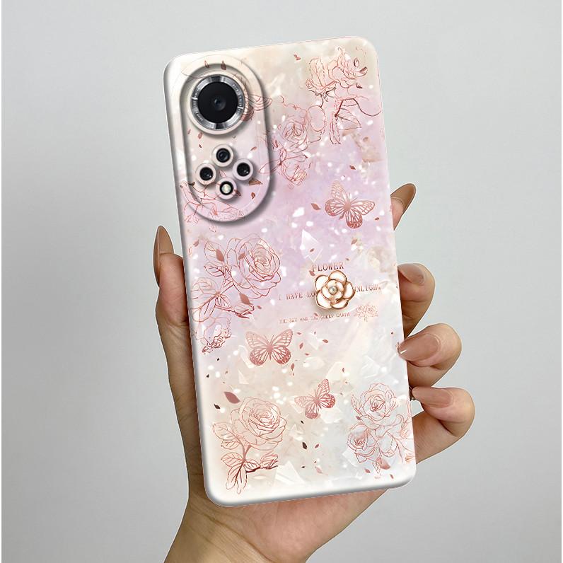 For Huawei Nova 9 Case Aesthetic Butterfly Flowers Soft Silicone Shockproof Phone Cover For Honor 50 Camera Protective Casing