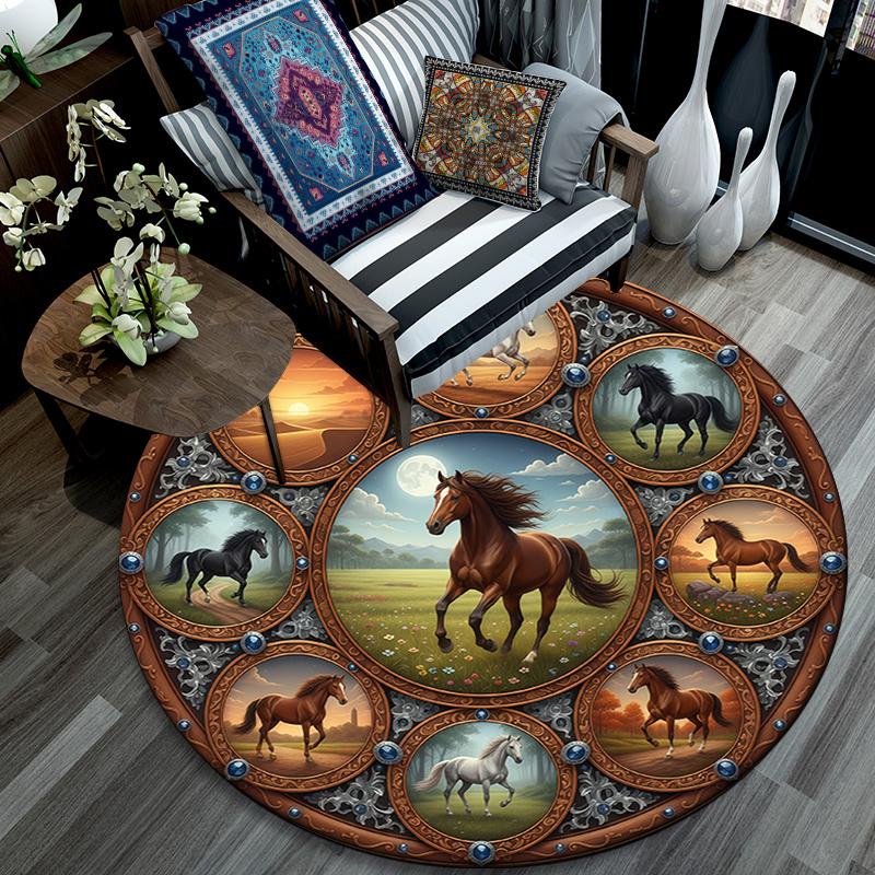 Cartoon Print Round Area Rug,Carpet Rug for Living Room Bedroom Sofa Playroom Decor,Non-slip Floor Mat