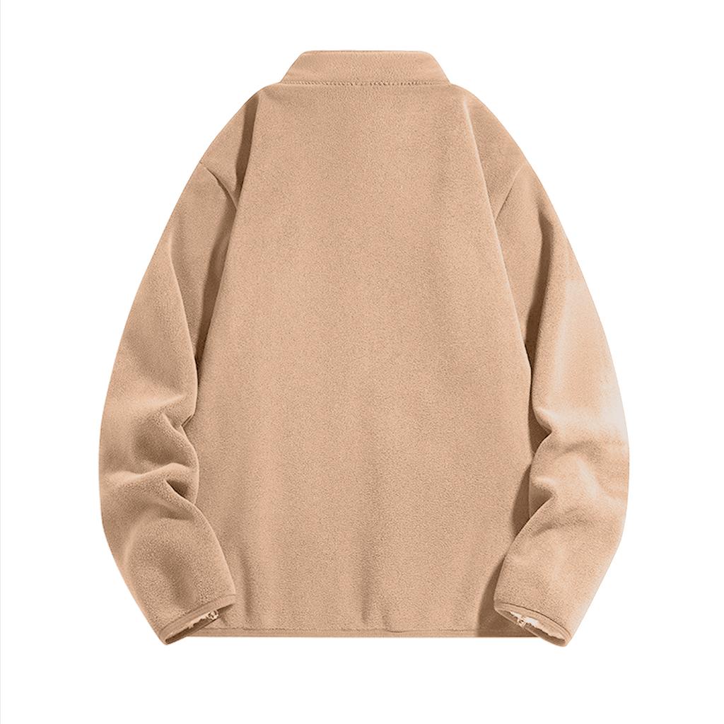 Men's Casual Solid-color Loose Zipper Sweatshirt, Men's And Women's Long-sleeved Stand-up Collar Thickened Woolen Thermal Sweatshirt Jacket