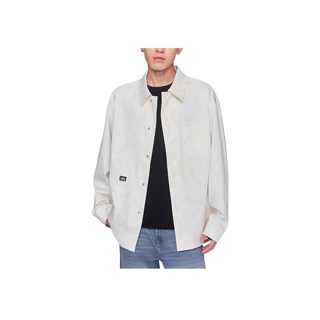 Letter Print Solid Color Lapel Single-Breasted Drop Shoulder Long Sleeve Jacket Men jackets Off-White LMT007807204596A