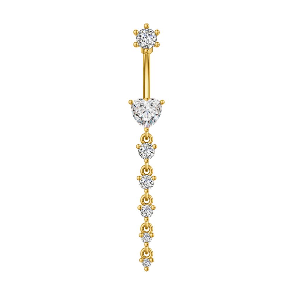 7 Cristales de Corazón Largos Colgantes Anillos para el Ombligo Acero Quirúrgico Lindo Piercing para el Ombligo Nombril 14g Barra Curvada Joyería para Piercings Corporales