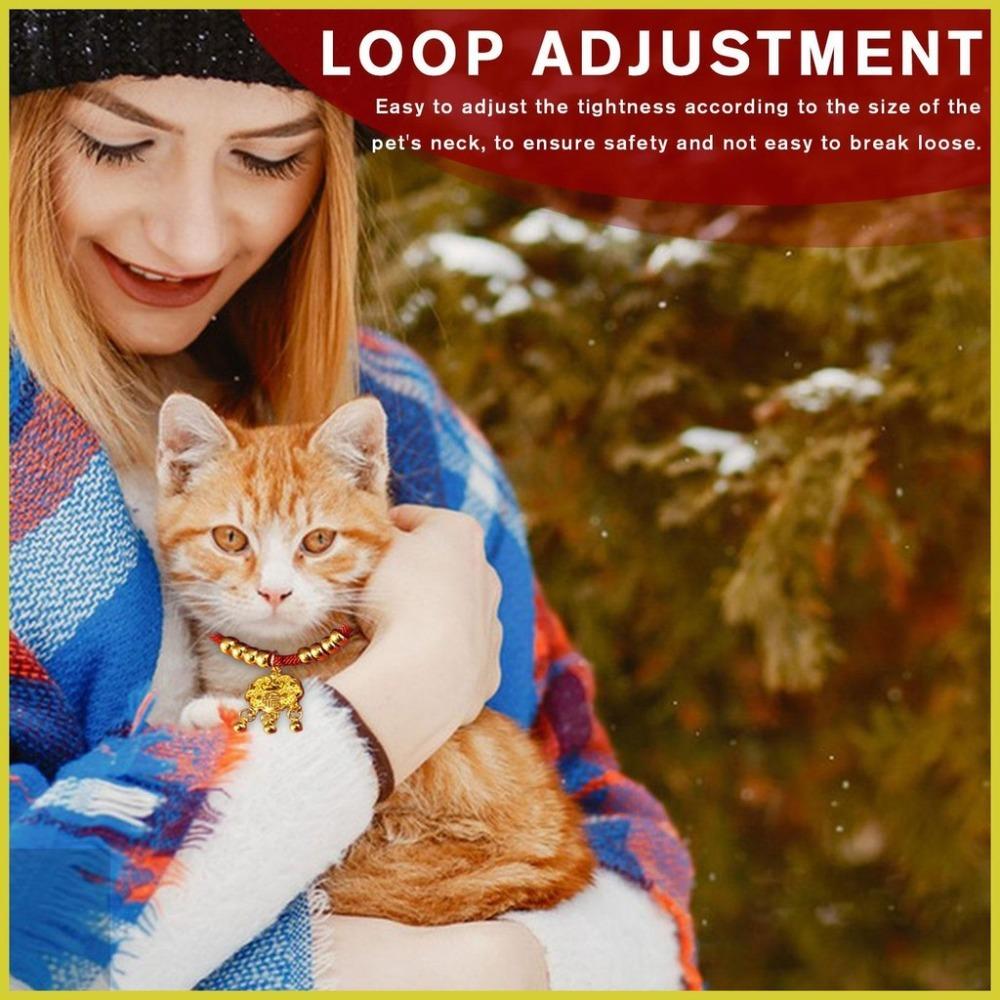 Chinese Style Longevity Lock Pet Collar Adjustable Lucky Red Neck Decoration for Cats Dogs Festive Gift