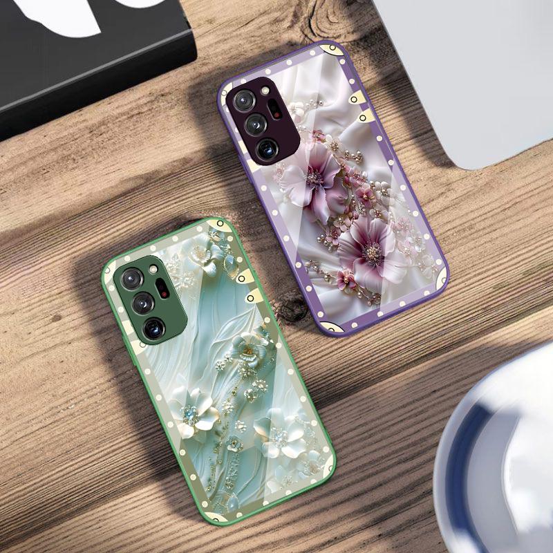 Etui Różowe Kwiaty Dla Samsung Galaxy Note 8 9 10 PRO 20 Ultra A01 02 03 Core 04E 4G 12 13 5G Szkło Hartowane Etui na Telefon