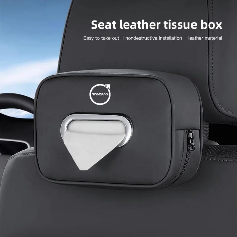 Pudełko na chusteczki do samochodu Akcesoria do wnętrza samochodu Dla Volvo V60 V40 XC90 S60 C30 XC60 Rdesign XC40 Skórzana torba do przechowywania chusteczek Etui na Kleenex