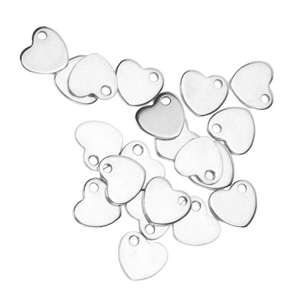 20pcs DIY Heart Shaped Pendant Stainless Steel Pendant with Hole Jewelry Making Accessory(Steel Color 6.5 X 7mm)