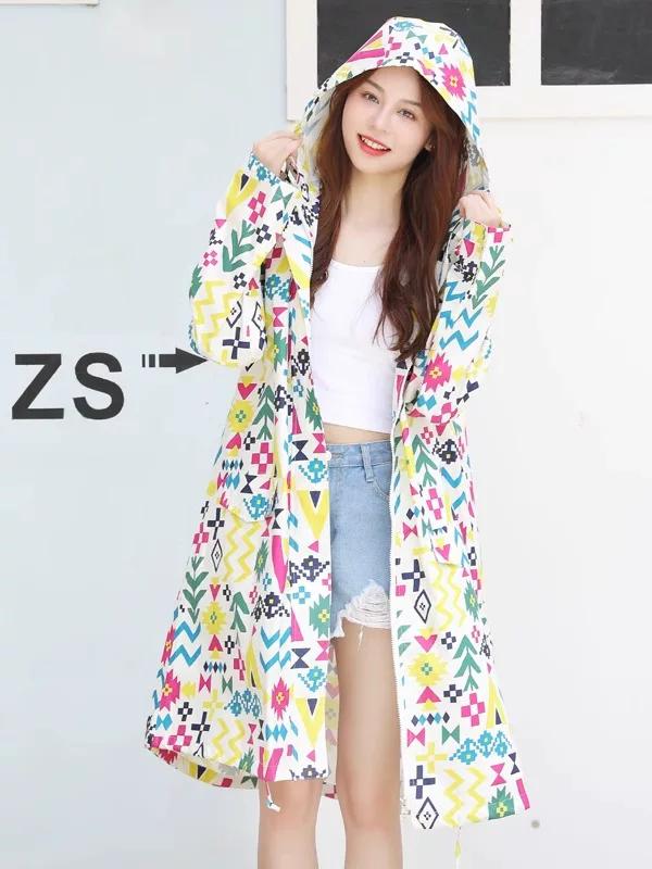 Rainproof Raincoat for Women, Breathable Long Style, Fashionable Hiking Waterproof Poncho for Adults, Can Be Worn Outside, Thin Quick-Dry Model for