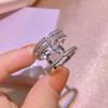 Ring Ring, Trendy Love Valentine'S Day Cupid'S Arrow, Double Heart Miniature Zircon Ring Women'S Jewelry