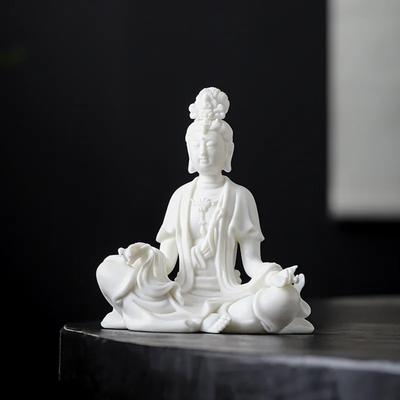 PINNY White Porcelain Guanyin Ornament Ceramics Kuan Yin Statues Buddhism Adornment Statue Home Decoration Accessories