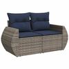 Sofa Set 8 Pcs Gray and Navy Blue Poly Rattan and Steel