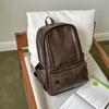 Schoolbag schoolbag men's and women's backpack soft leather computer bag leisure travel large capacity student schoolbag travel bag