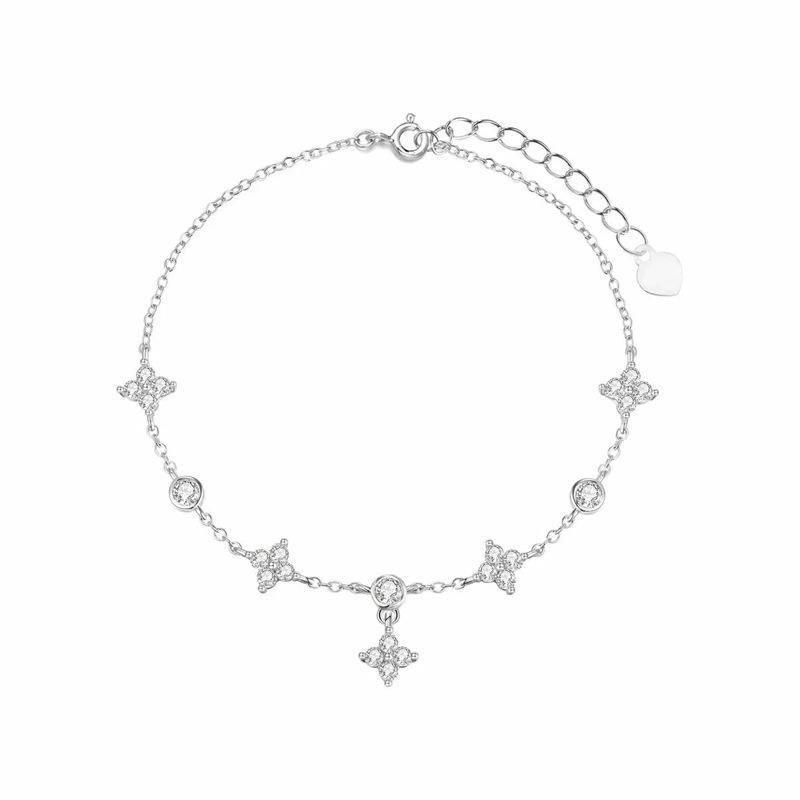 Exquisite Four-Leaf Clover Zircon Bracelet for Women - Sparkling High-End Design