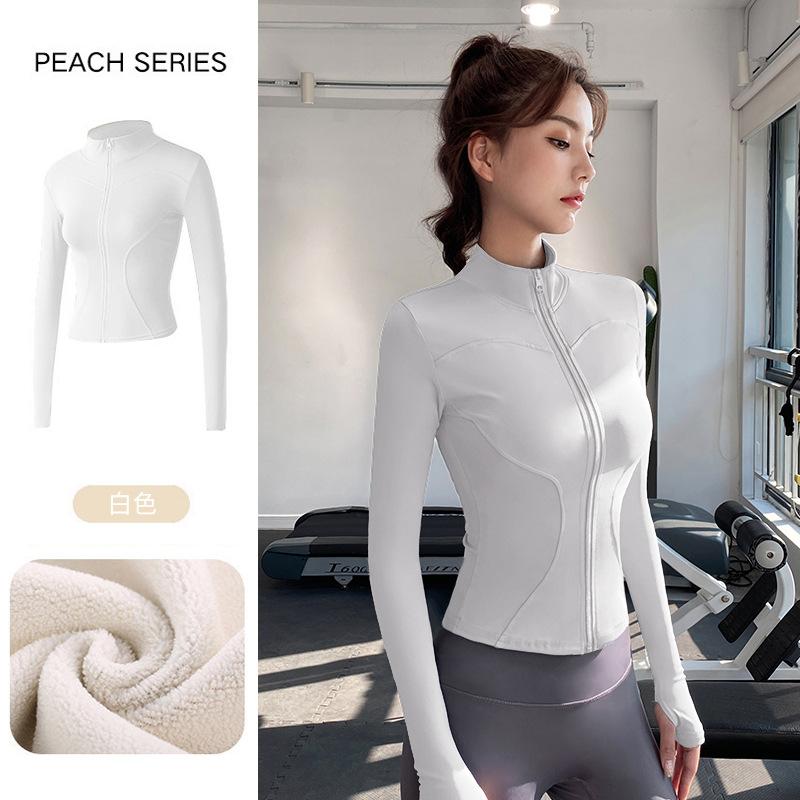 Skinny yoga clothes women's spring 1011 new velvet thickened slim stand-up collar sports jacket running warm top