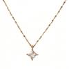Single Diamond Square Pendant Necklace, Gold-Plated Titanium Steel, Elegant and Durable Clavicle Chain.
