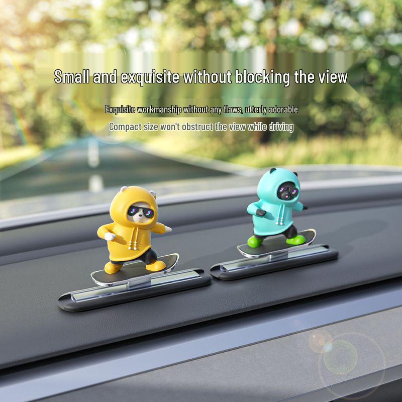 2025 Cross-Border Car Dashboard Bear Skateboard Ornament - Moving Cartoon Little Bear Decor