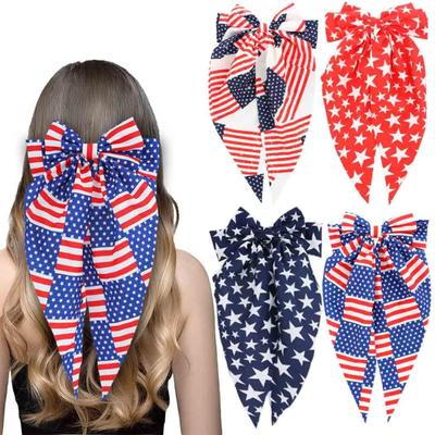 American Flag Bow Spring Clip Independence Day Hair Clip For Children And Adults, Party Decorations, Hair Accessories, Headwear