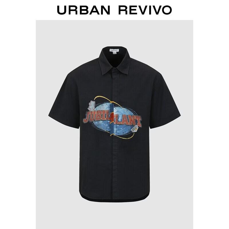 UR2026 Men s American Retro Printed Fringe Cotton Cardigan Shirt M