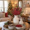 40pcs Red Faux Holly Berries Branches for Christmas Tree Wreath DIY Decor