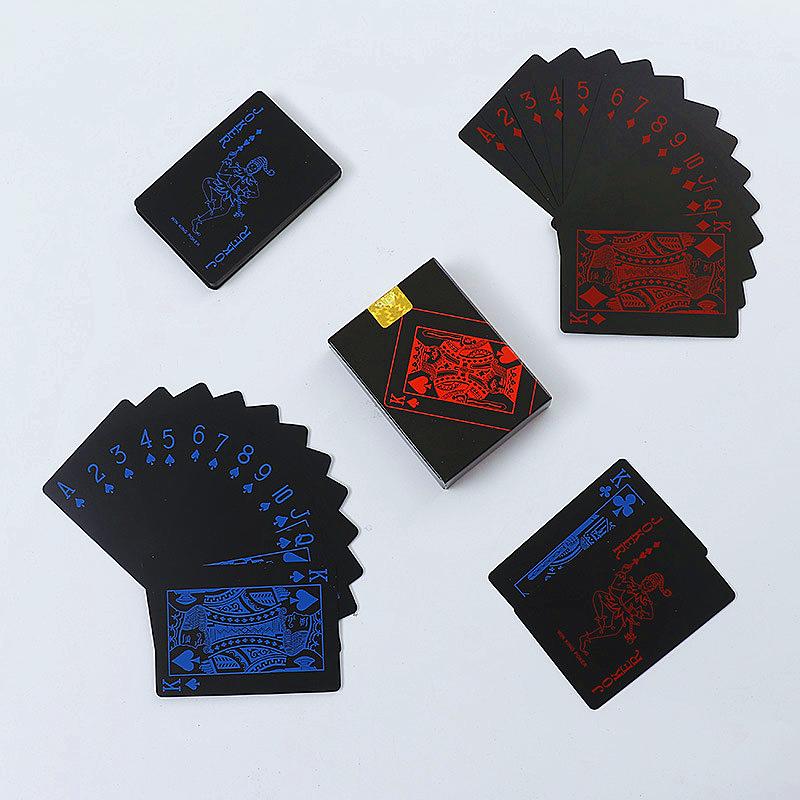 Waterproof Black Plastic Poker Cards Durable Playing Cards Gambling Board Game Family Home Gift