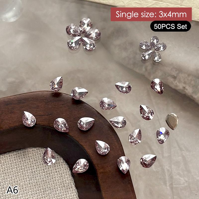 50 Stück Mehrfarbige Mini-Wassertropfen Zirkon Nail Art Strasssteine 3D Flachboden Kristallsteine Maniküre Dekoration
