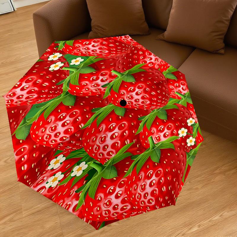 1PC Strawberry flowerUmbrella-8-Rib Reinforced, Automatic Open, Lightweight & Durable, Cute Fashion Accessory for Outdoor-P202