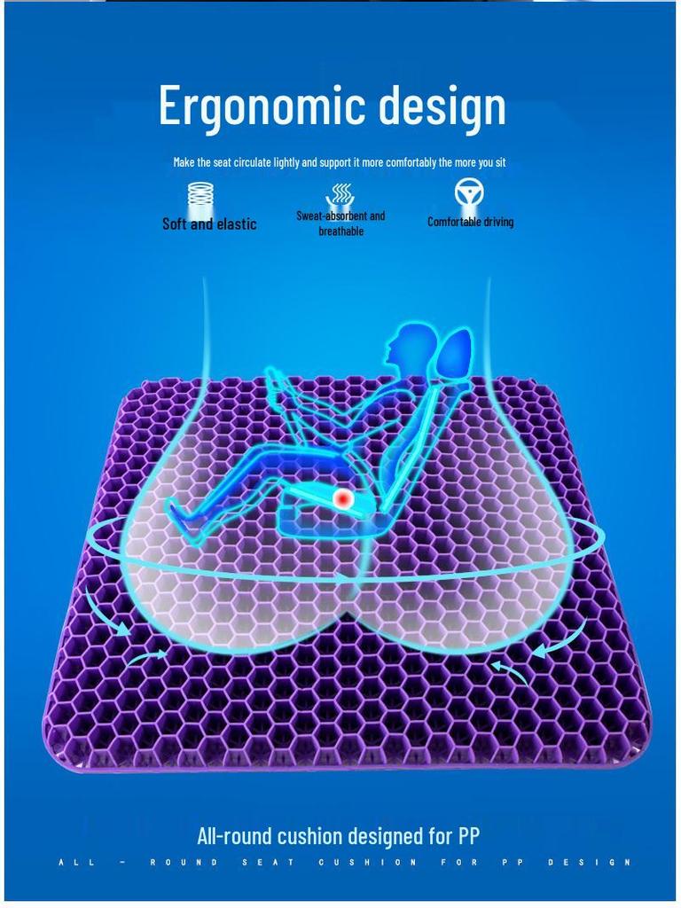 Honeycomb TPE Gel Seat Cushion: Ideal for Cars, Chairs, Sofas, and Students